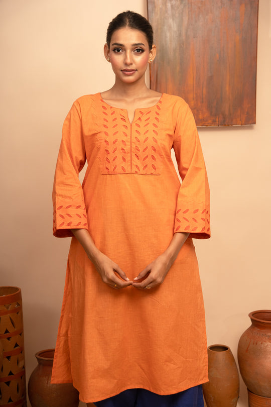 Women’s Handcrafted Appliqué Kurta with Yoke