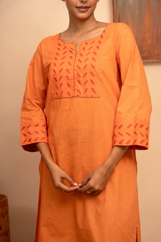 Women’s Handcrafted Appliqué Kurta with Yoke