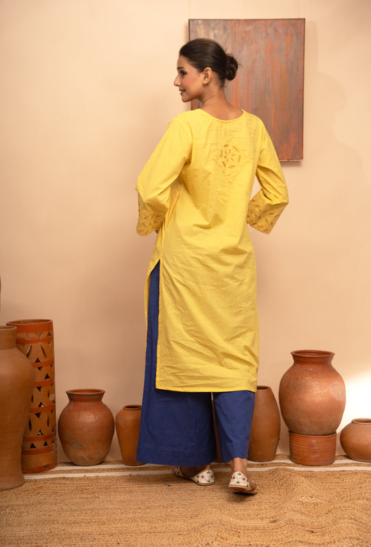 Women’s Handcrafted Appliqué Kurta with Yoke - Arya collection