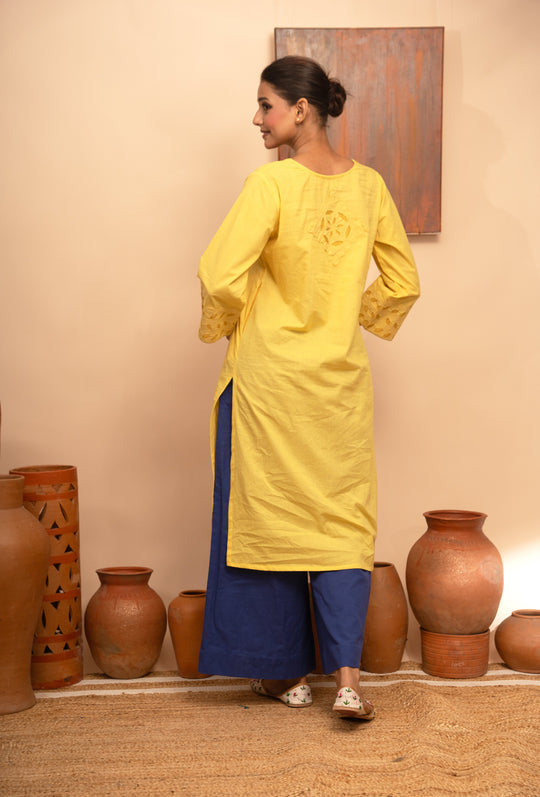 Women’s Handcrafted Appliqué Kurta with Yoke