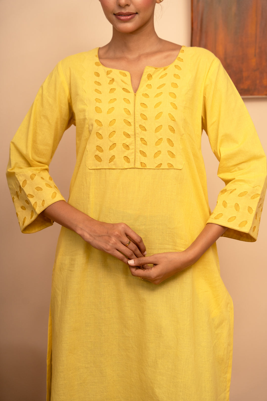 Women’s Handcrafted Appliqué Kurta with Yoke - Arya collection