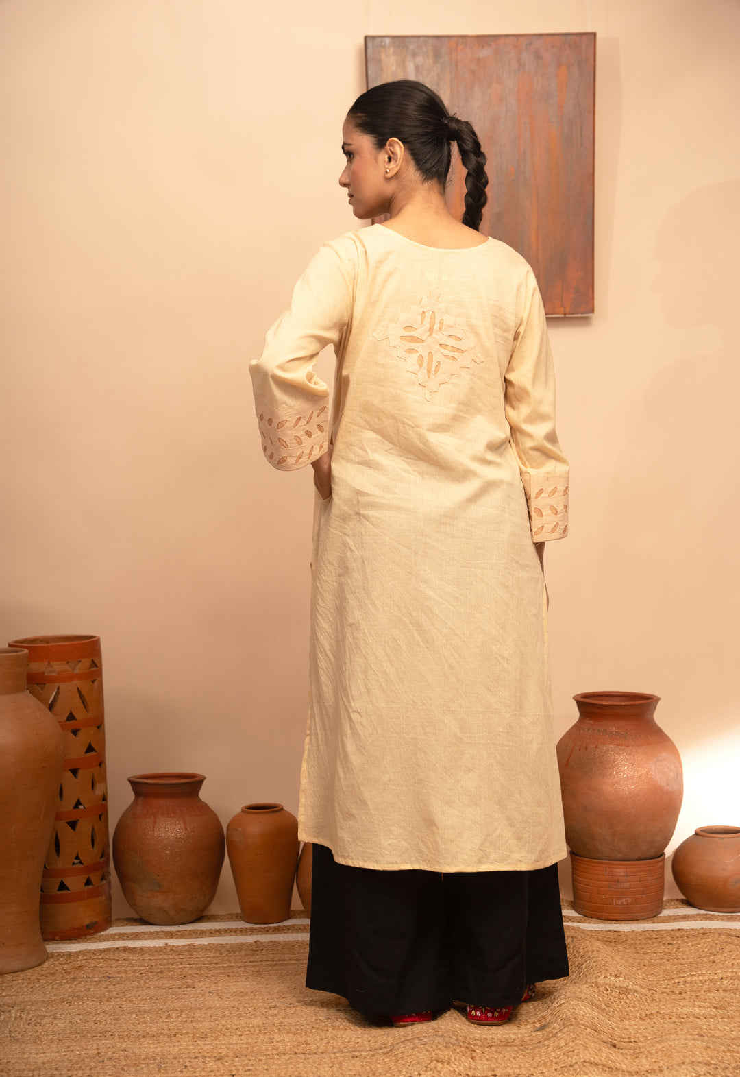 Women’s Handcrafted Appliqué Kurta with Yoke - Arya collection