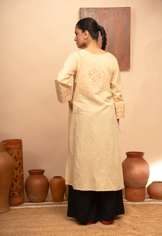 Women’s Handcrafted Appliqué Kurta with Yoke