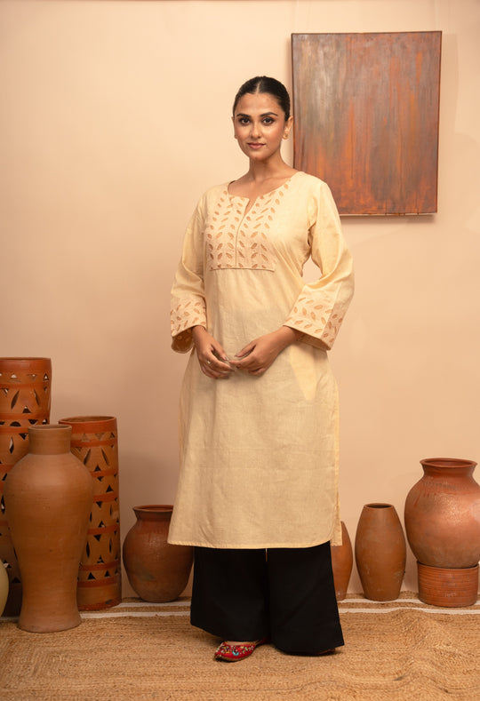 Women’s Handcrafted Appliqué Kurta with Yoke