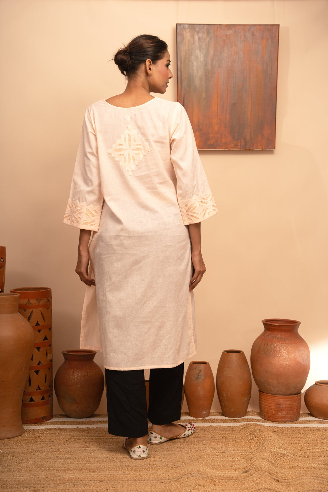 Women’s Handcrafted Appliqué Kurta with Yoke