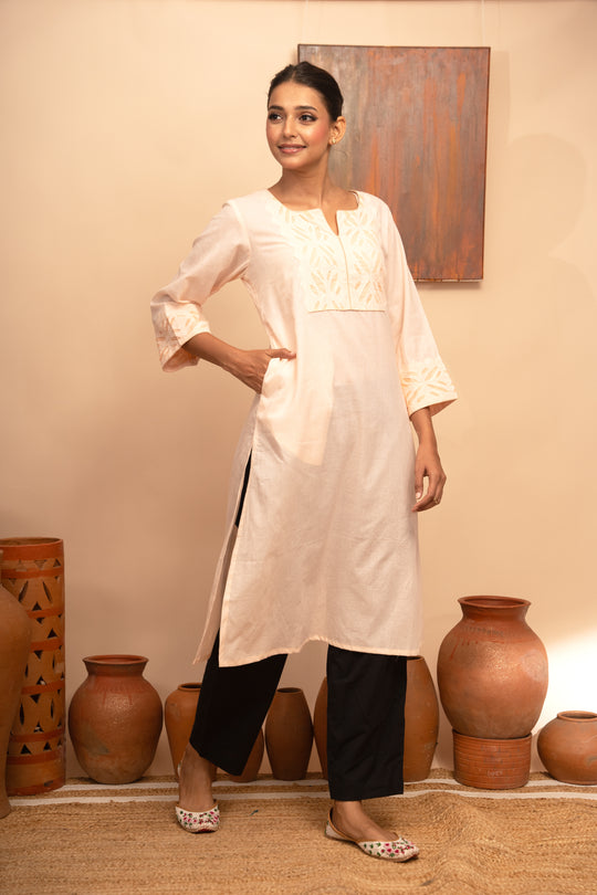 Women’s Handcrafted Appliqué Kurta with Yoke - Arya collection