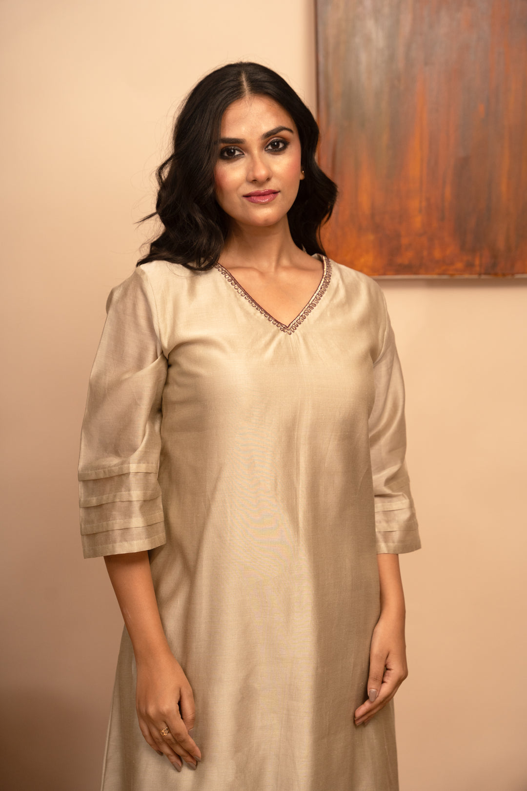 Women’s Chanderi Hand-Embroidered Kurta Set - Arya Collection