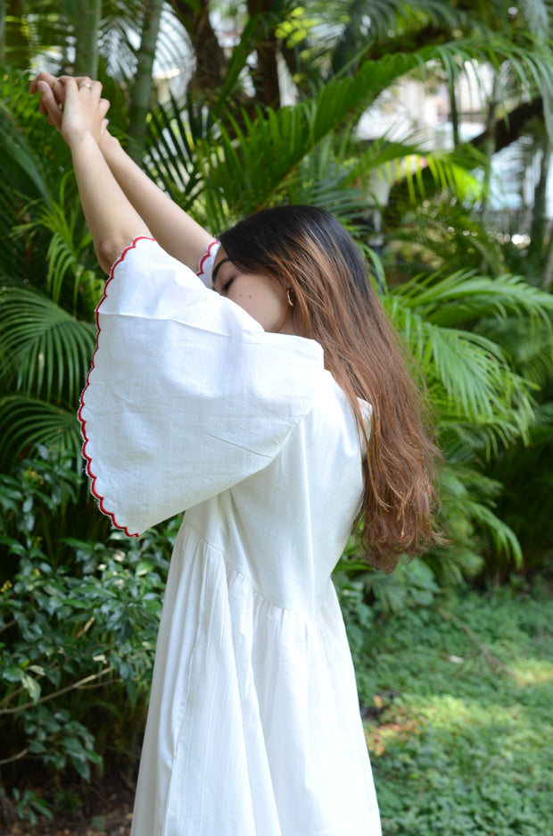 White Scallop Dress