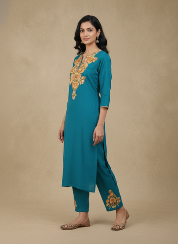 Teal embroidered Co-ord Set