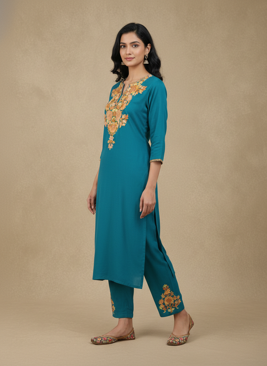 Teal embroidered Co-ord Set