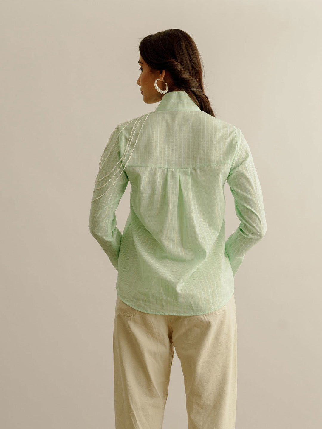 Green Shirt with Pearl Tassels - Cult91