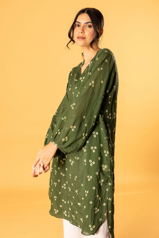 Green bandhani summer tunic - Cult91