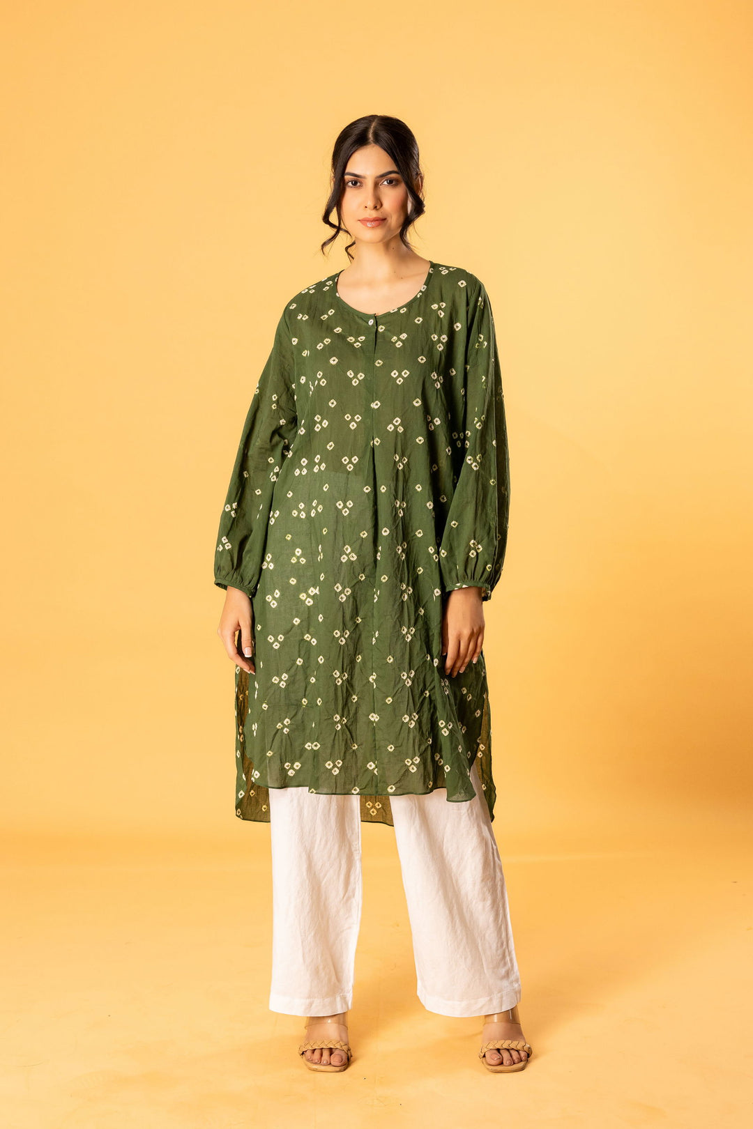 Green bandhani summer tunic - Cult91