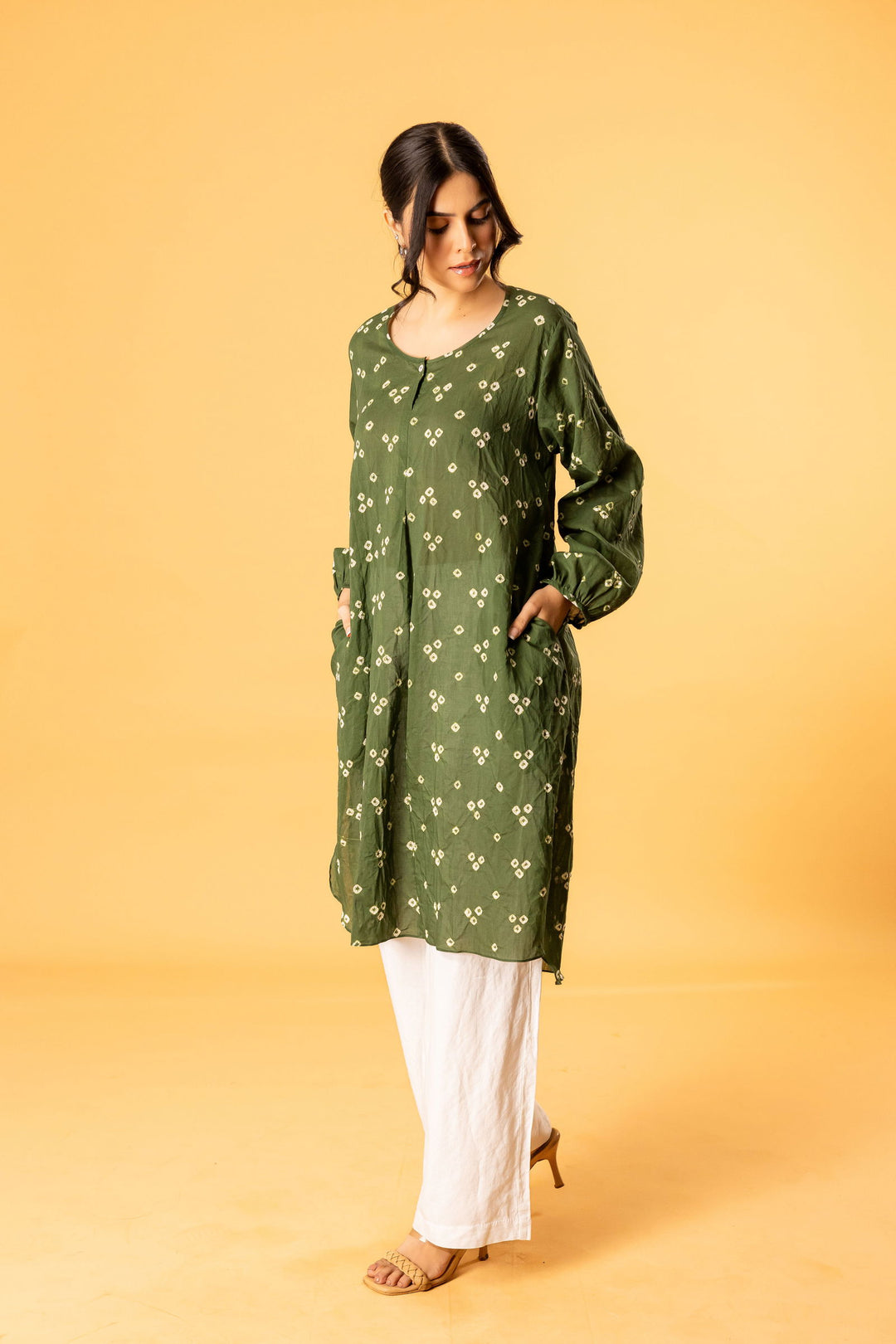 Green bandhani summer tunic - Cult91