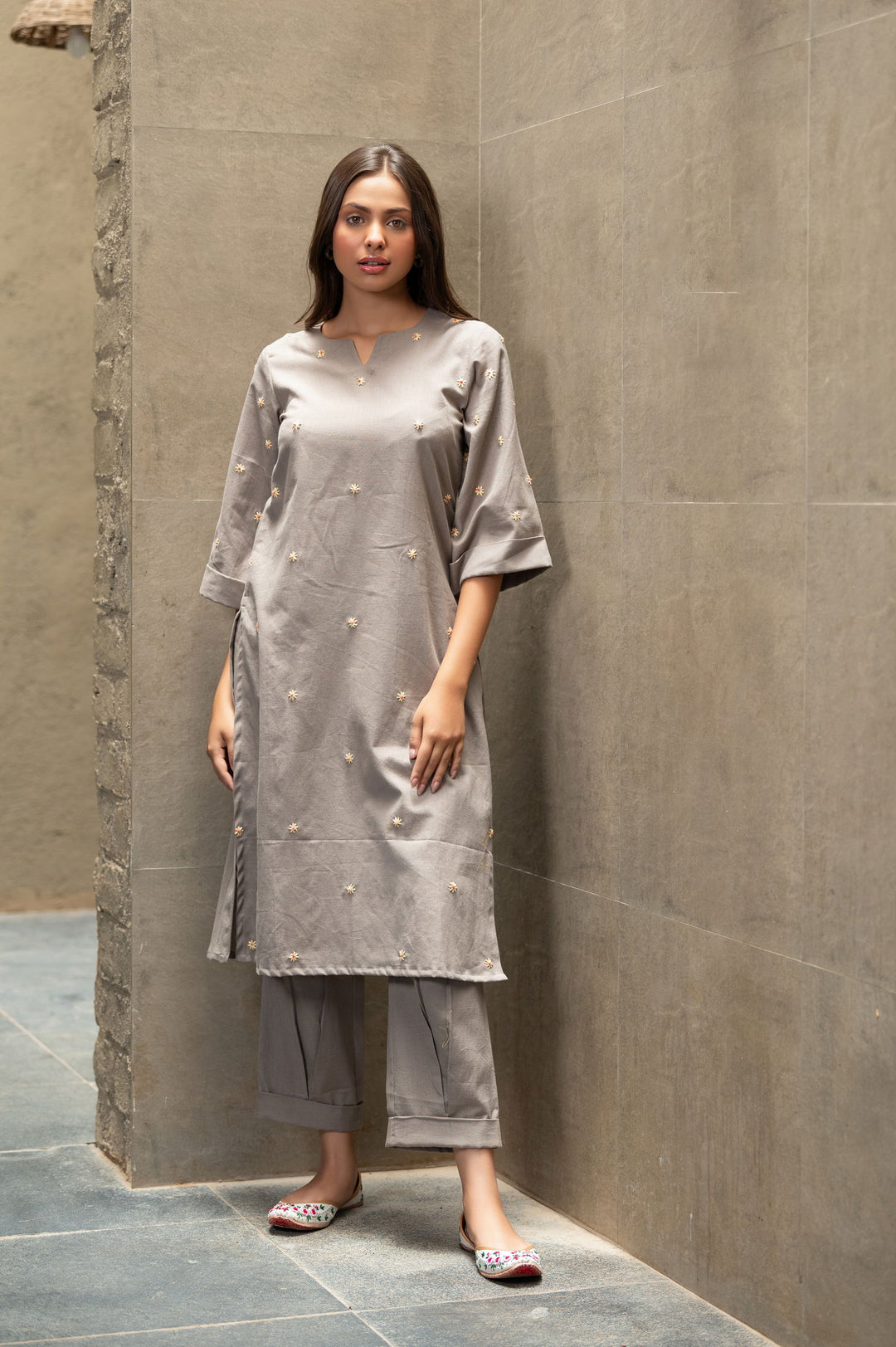 Grey Cotton Flex Kurta Set - Cult91