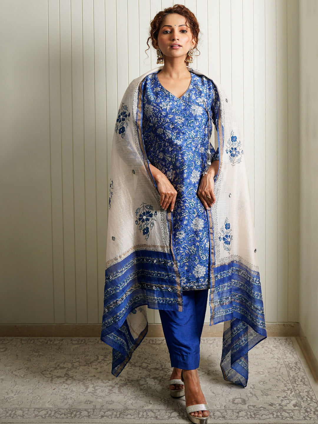 Indigo Blue Angrakha Jaipuri Suit - Cult91