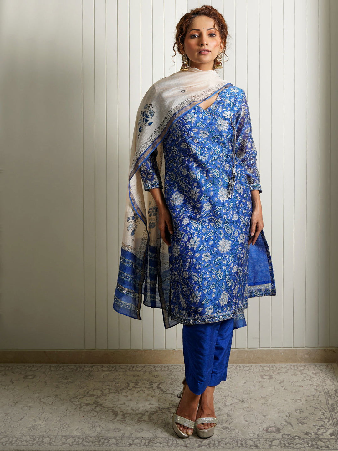 Indigo Blue Angrakha Jaipuri Suit - Cult91