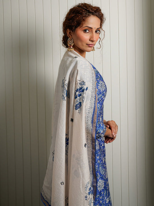 Indigo Blue Angrakha Jaipuri Suit - Cult91