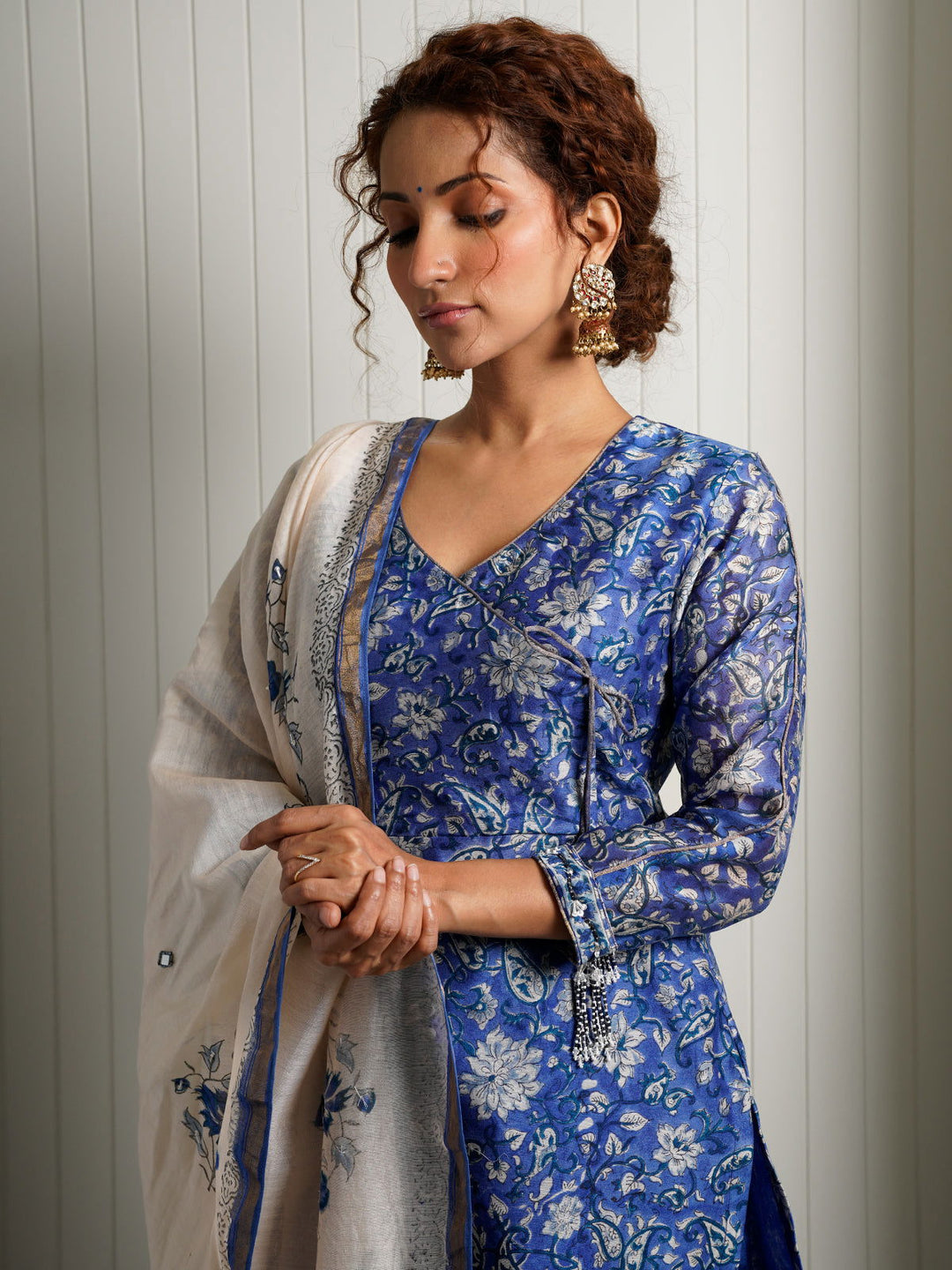 Indigo Blue Angrakha Jaipuri Suit - Cult91