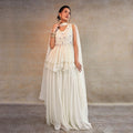 Off-white Peplum Top with Palazzo and Choker Dupatta - Cult91
