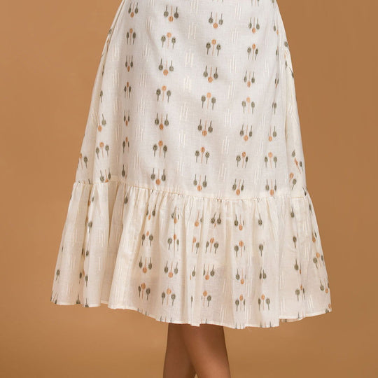 Off White Pure Cotton Midi Dress - Cult91
