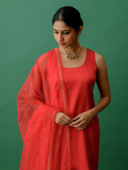 Red Banarasi Sharara Set - Cult91