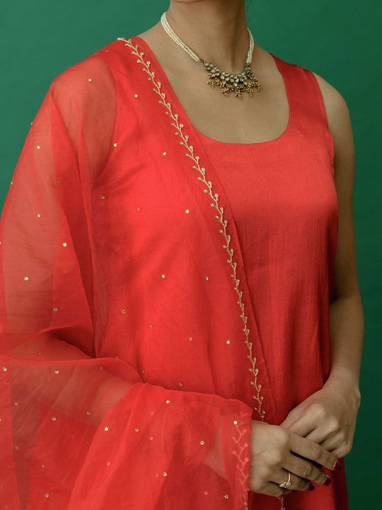 Red Banarasi Sharara Set - Cult91