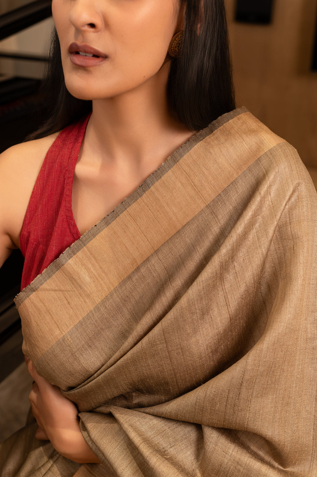 Teal Tussar Handloom Saree