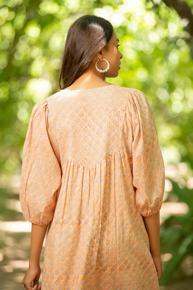 Peach Buttoned Dress