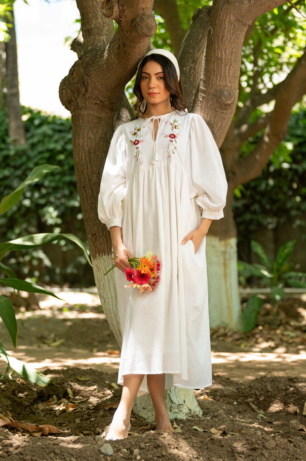 White Embroidered Dress