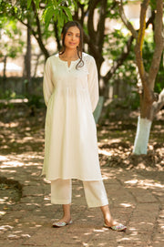 White Cotton Flex Kurta Set