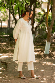 White Cotton Flex Kurta Set