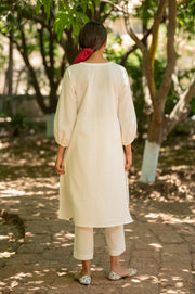 White Cotton Flex Kurta Set