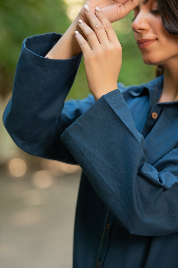 Blue Cotton Flex Shirt