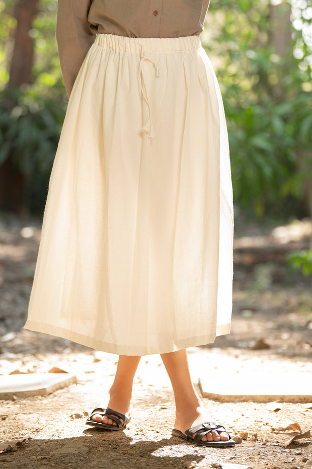 White Cotton Flex Skirt