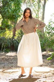 White Cotton Flex Skirt