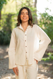 White Cotton Flex Shirt