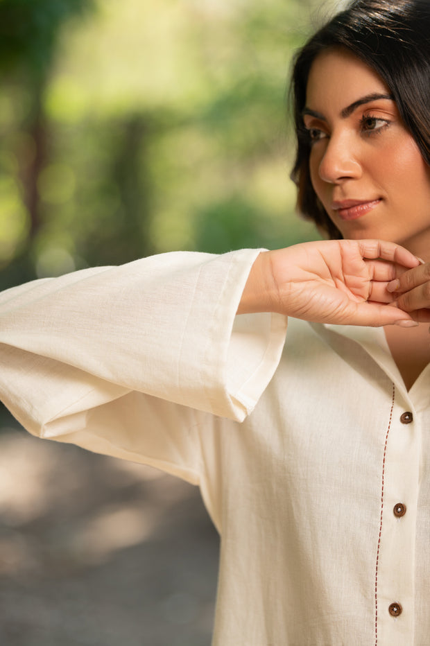 White Cotton Flex Shirt