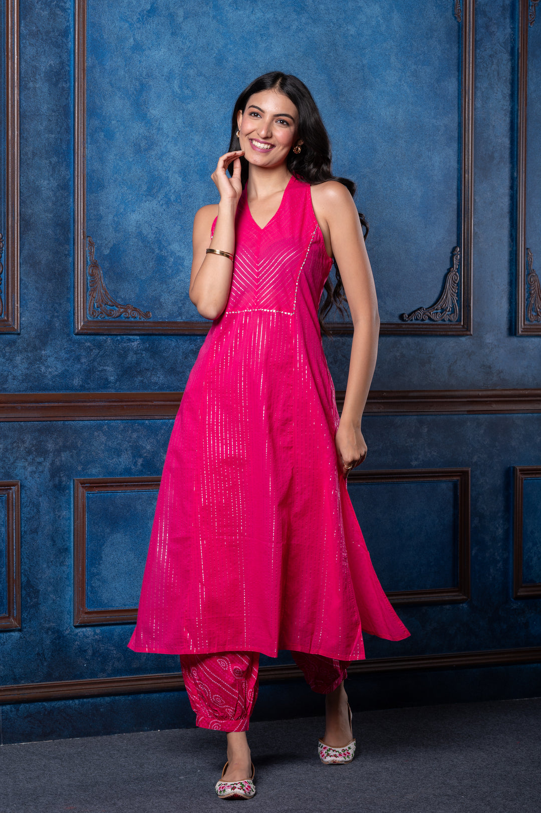 Women's Afgani Halter Neck Pink Suit Set – Cult91