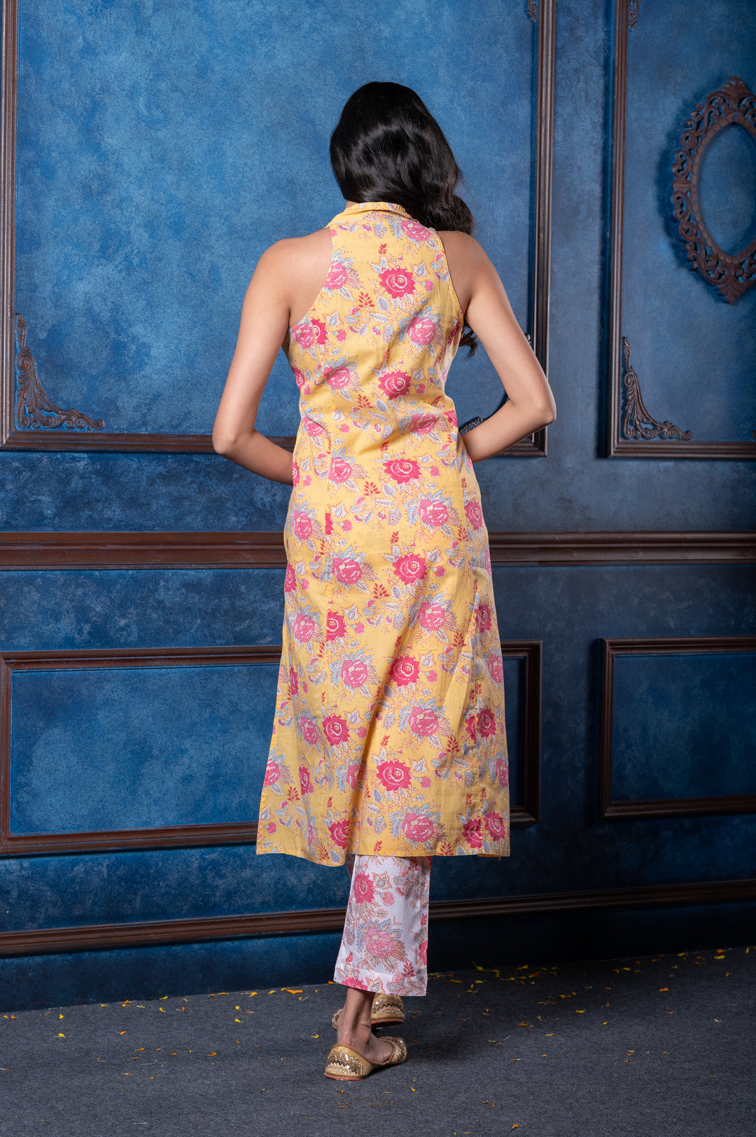 Women's Block-Printed Halter Neck Suit