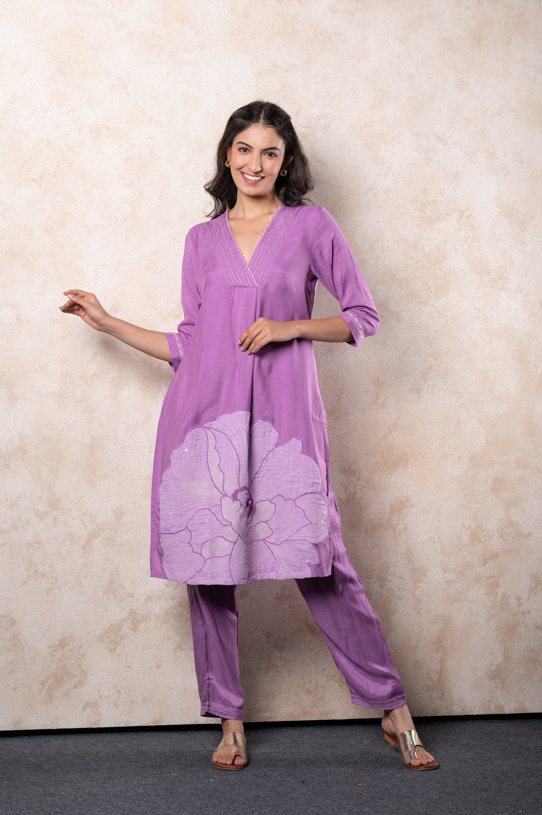 Purple Embroidered Co-ord set
