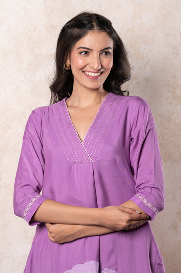 Purple Embroidered Co-ord set
