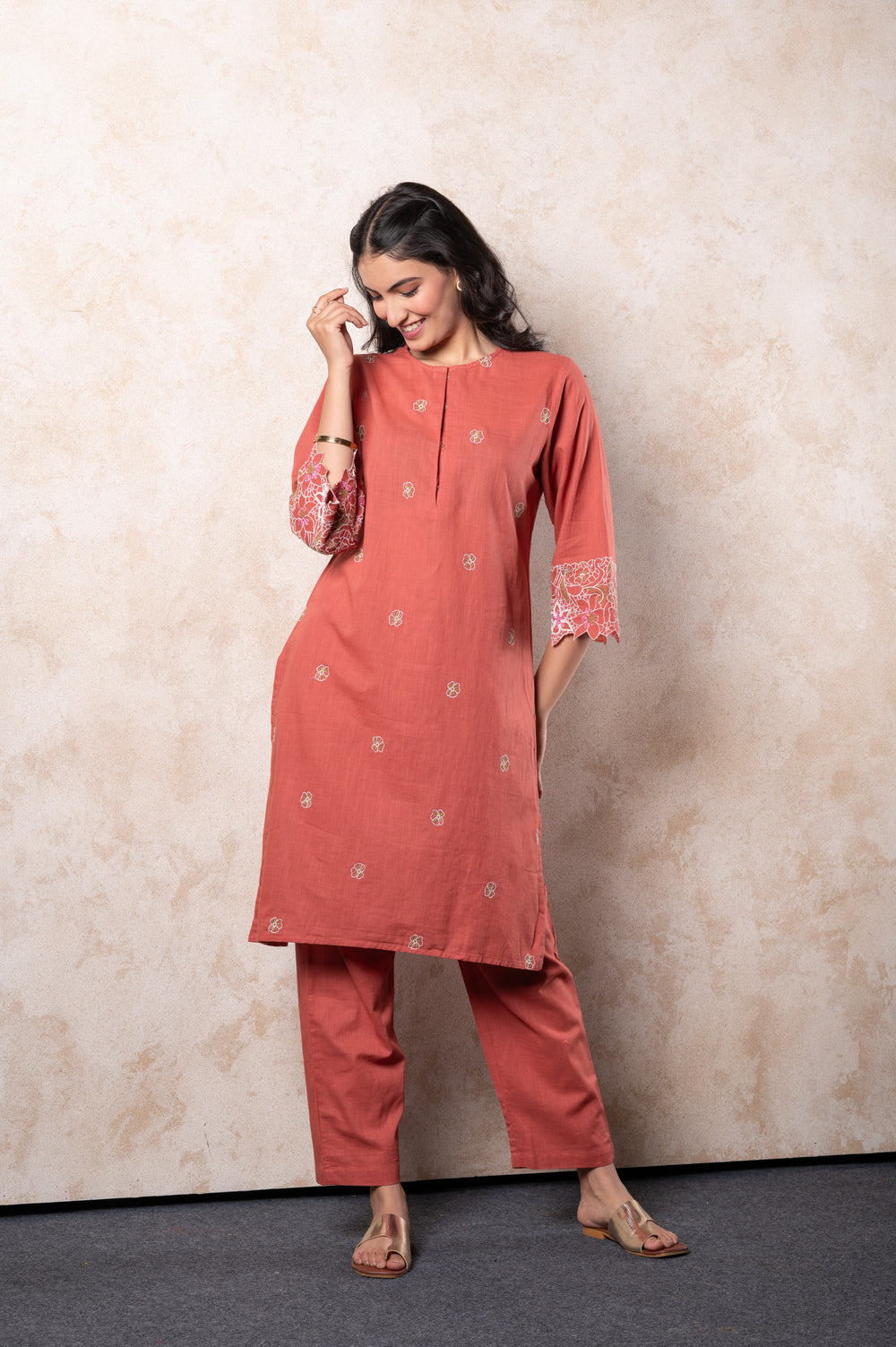 Rust Embroidered Co-ords Set