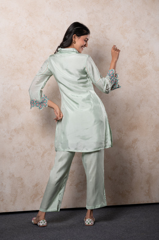 Sage Green Embroidered Co-ords set