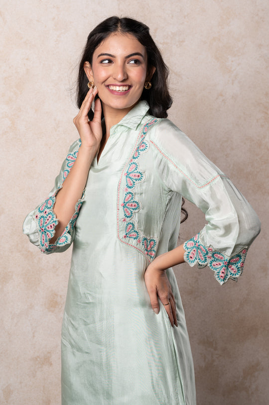 Sage Green Embroidered Co-ords set