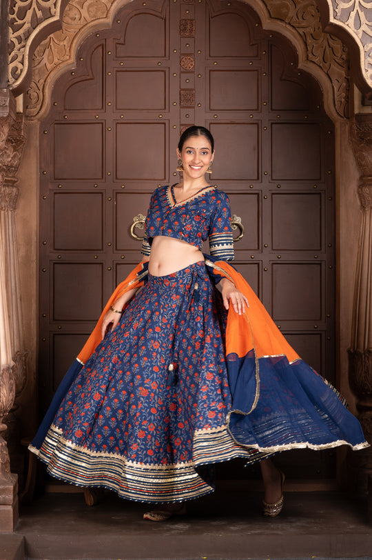 Women's Gota work Handcrafted Cotton Lehenga Set