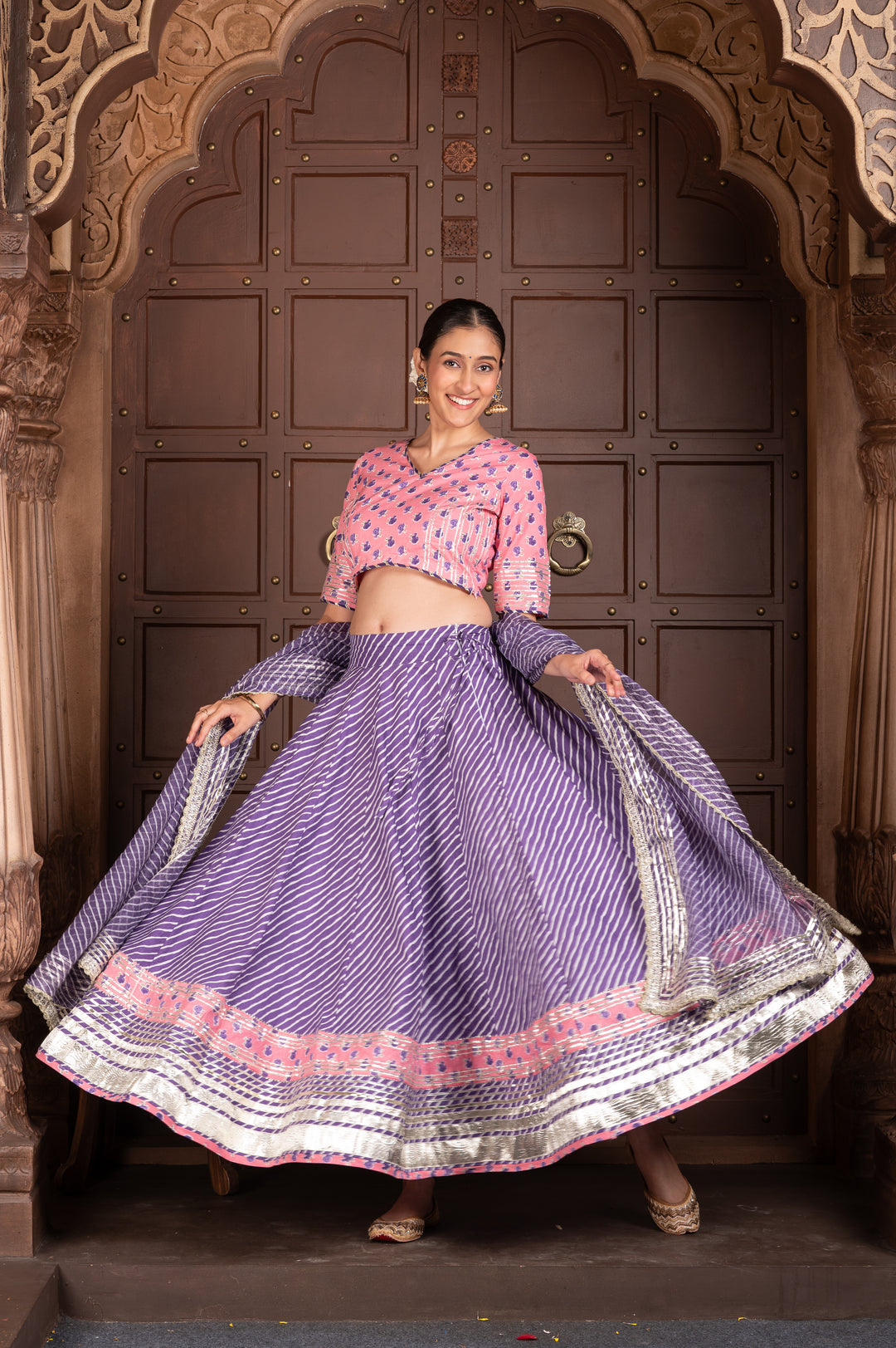 Women's Gota work Handcrafted Cotton Lehenga Set