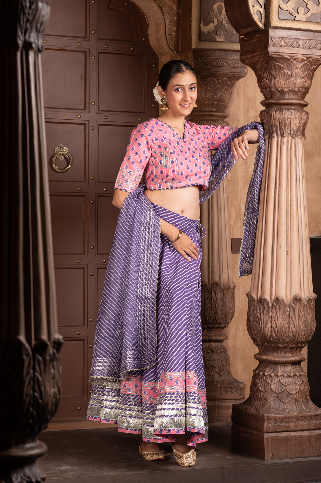 Women's Gota work Handcrafted Cotton Lehenga Set