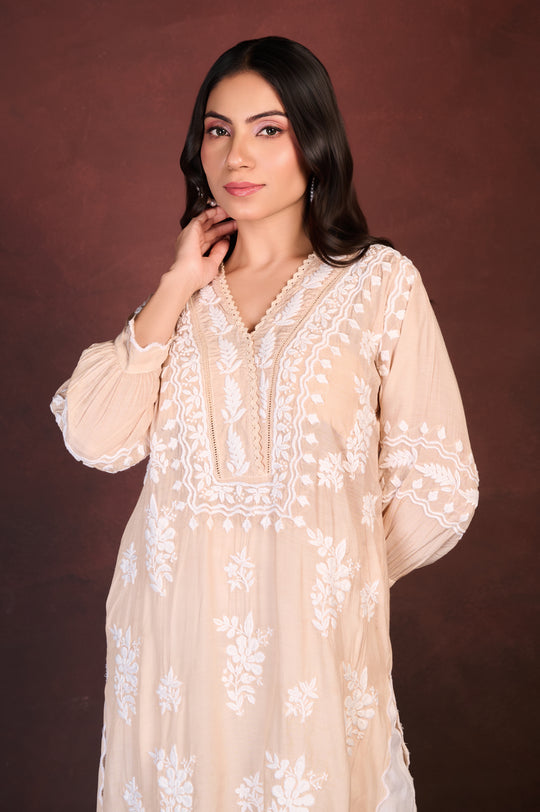 Light Beige Chikankari Kurta