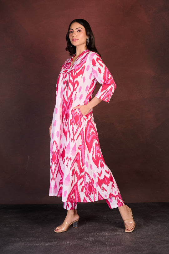 Printed Pink Kurta Set